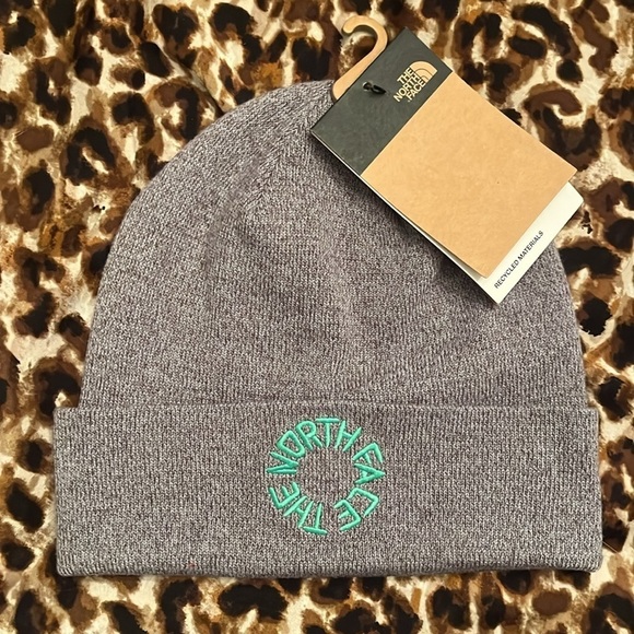 Brand New The North Face Dockworker Recycled Beanie Gray Knit Hat Embroidered - Picture 14 of 15